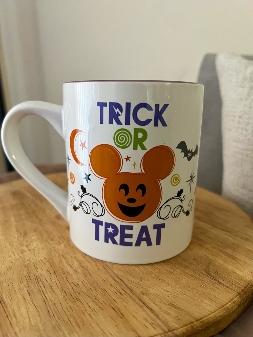 Disney Halloween Trick or Treat Mug with Orange, Purple, Green, Black Accents